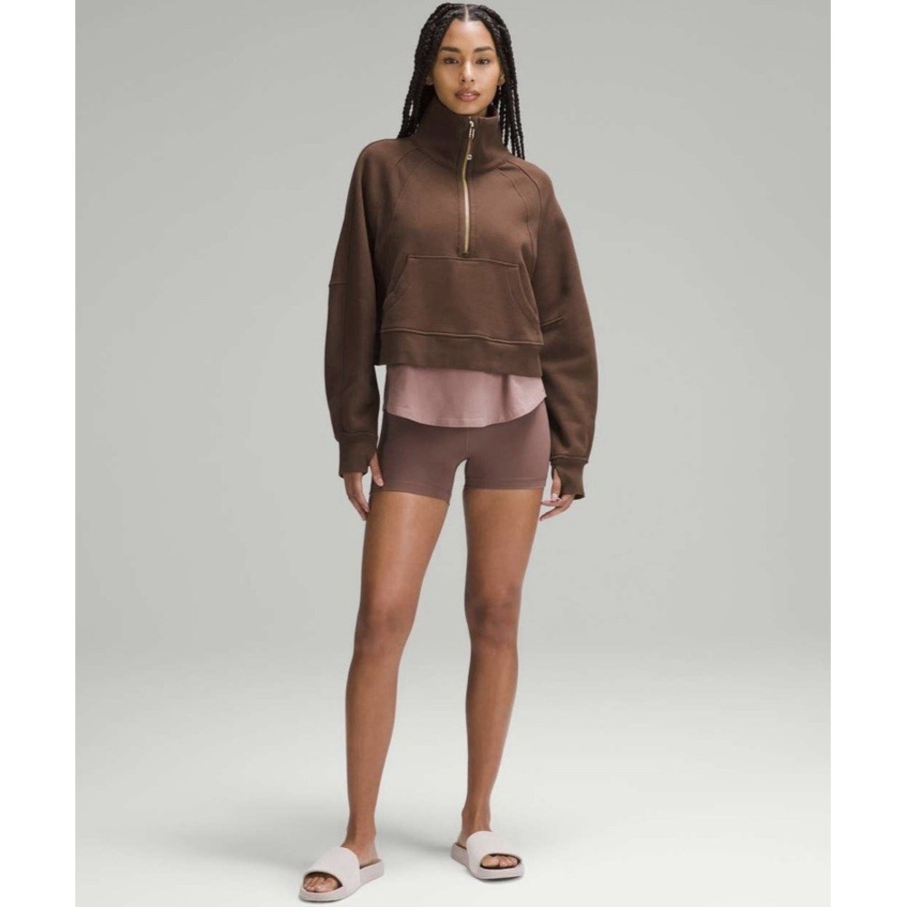 Lululemon scuba oversized half-zip hoodie Vessel Neck M/L Brown 0065